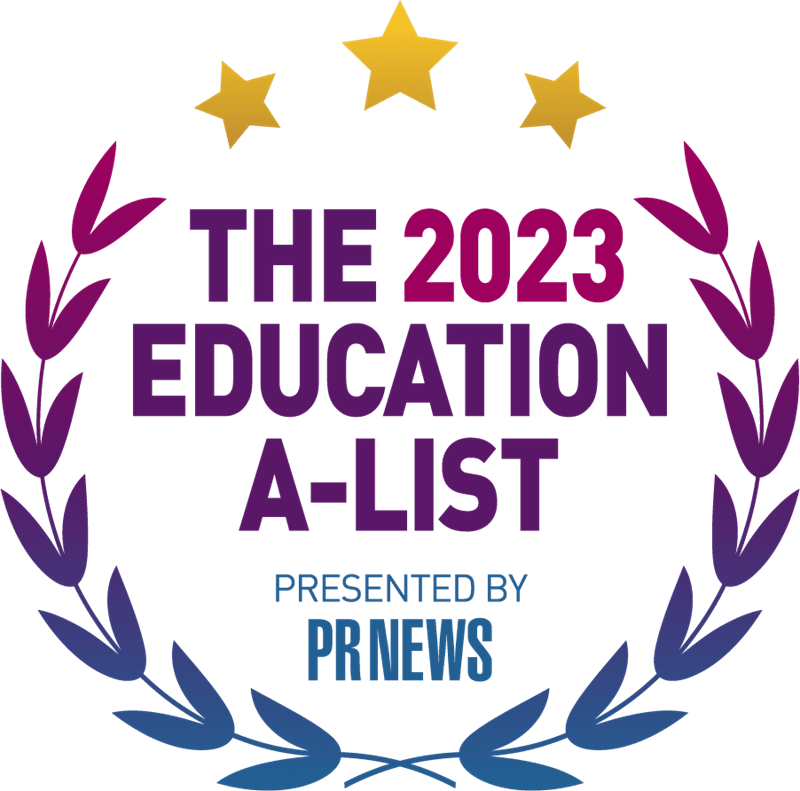 the 2023 Education A List buttons from PR News