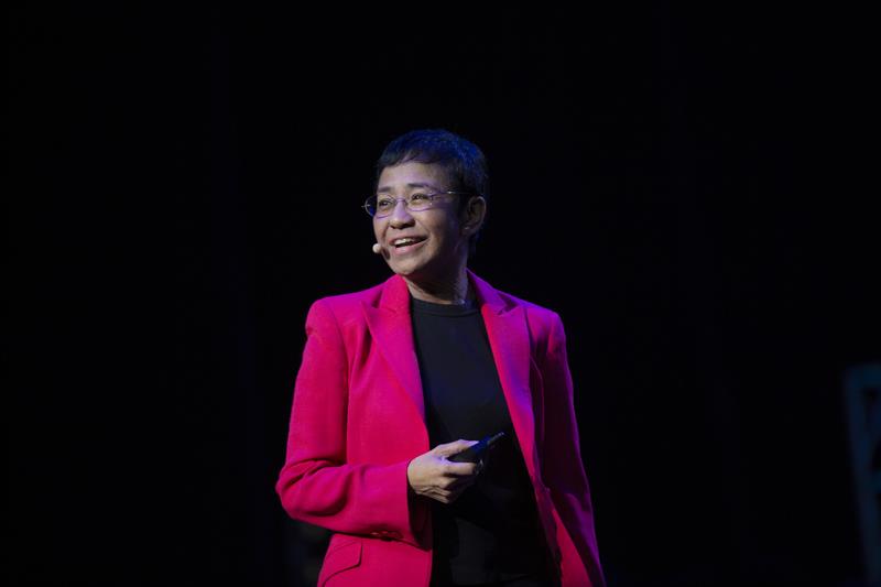 Maria Ressa at a speaking event
