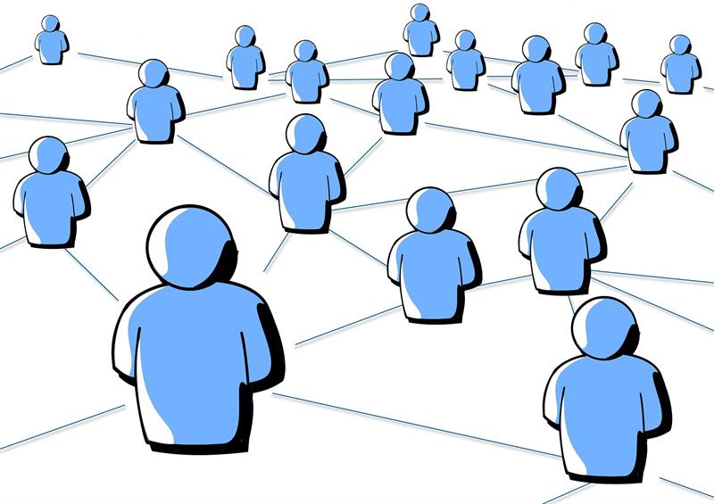 Drawing of people connected by lines to indicate social media networks