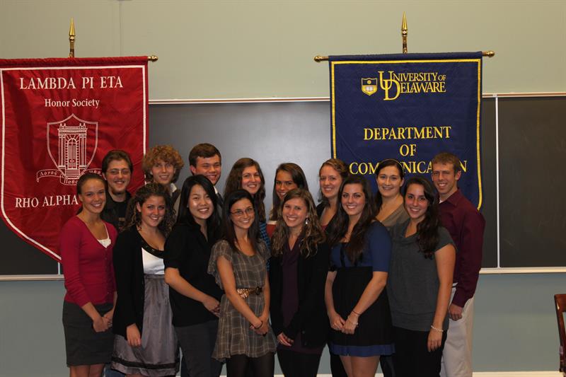 Students gather to be inducted into the Communications Honor Society, Delaware Chapter